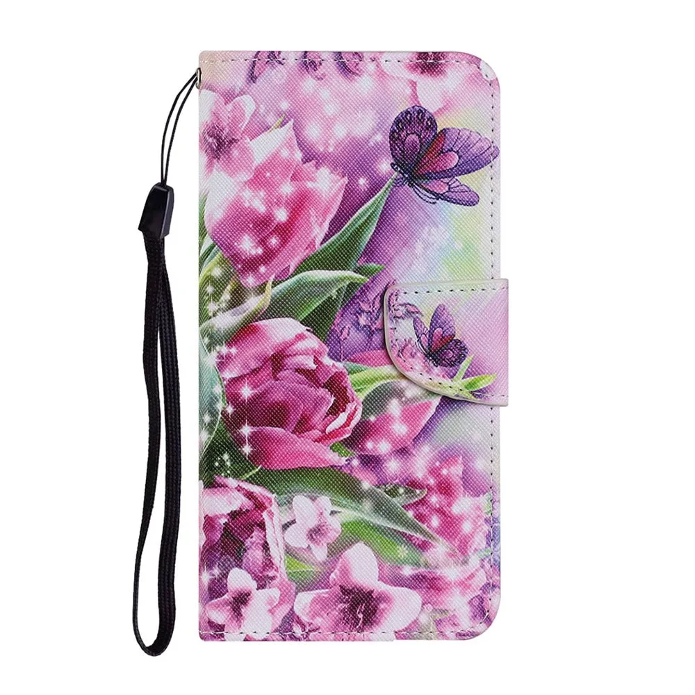 Anymob Samsung Red Lotus Butterfly Painted Case Flip Wallet Leather Phone Cover