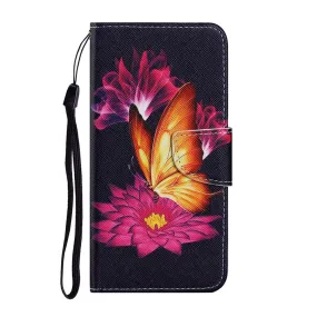 Anymob Samsung Red Lotus Butterfly Painted Case Flip Wallet Leather Phone Cover