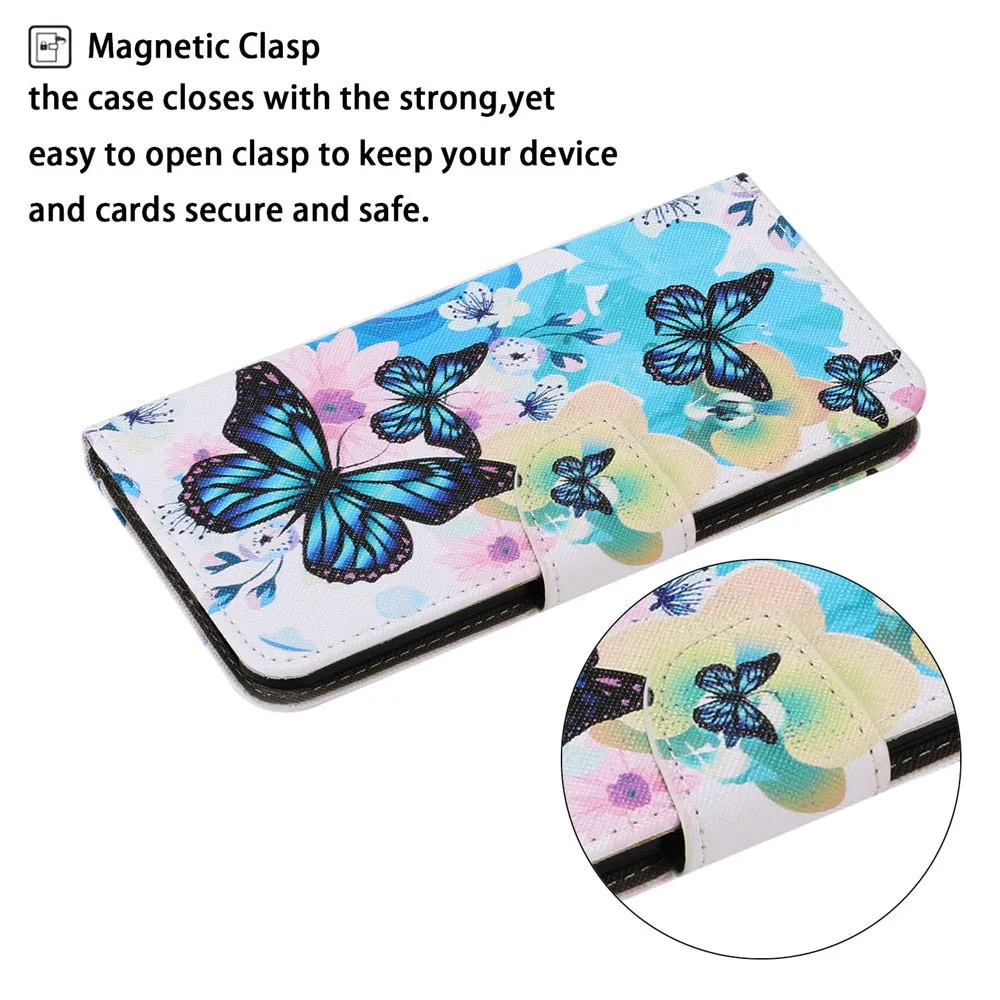 Anymob Samsung Red Lotus Butterfly Painted Case Flip Wallet Leather Phone Cover