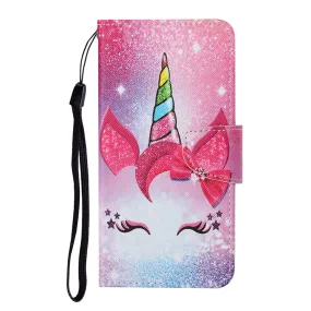 Anymob Samsung Unicorn Horn Pattern Phone Case Magnetic Flip Leather Wallet Painted Cover
