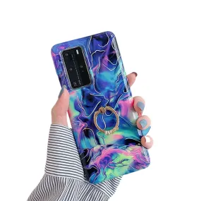 Anymob Samsung Violet And Pink Marble Finger Ring Phone Case Soft Silicon Cover