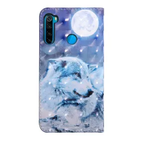 Anymob Xiaomi Redmi Phone Case Blue Wolf Leather Flip Wallet Cover