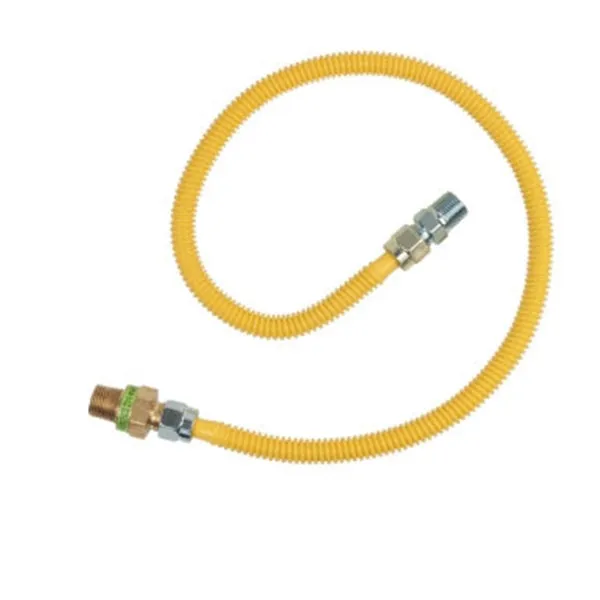 BrassCraft ProCoat Series CSSD44R-24P Gas Connector, 1/2 x 1/2 in, Stainless Steel, 24 in L