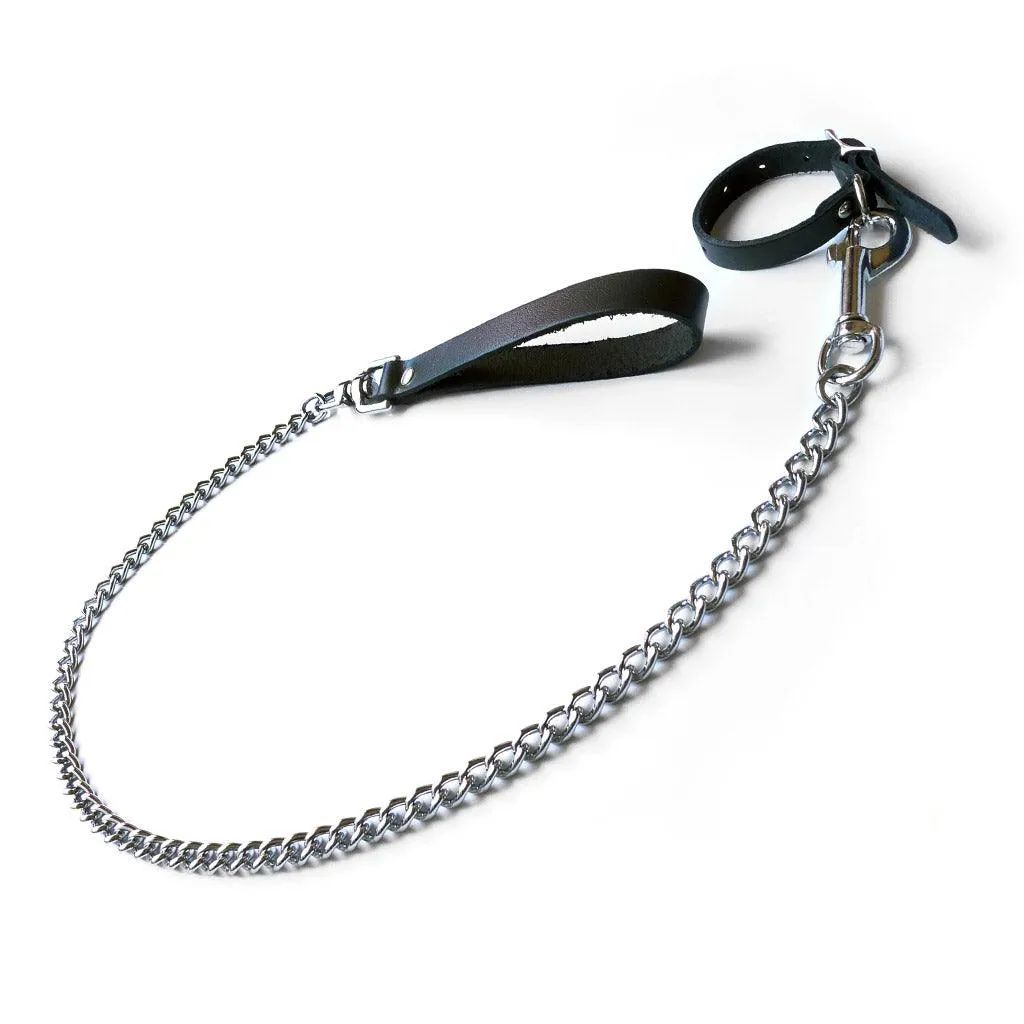 Buckling Cock Ring/Chain Leash Set