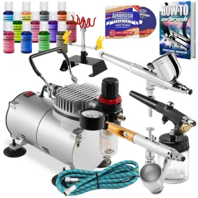 Cake Airbrush Decorating Kit - 3 Airbrushes, Compressor & Paint