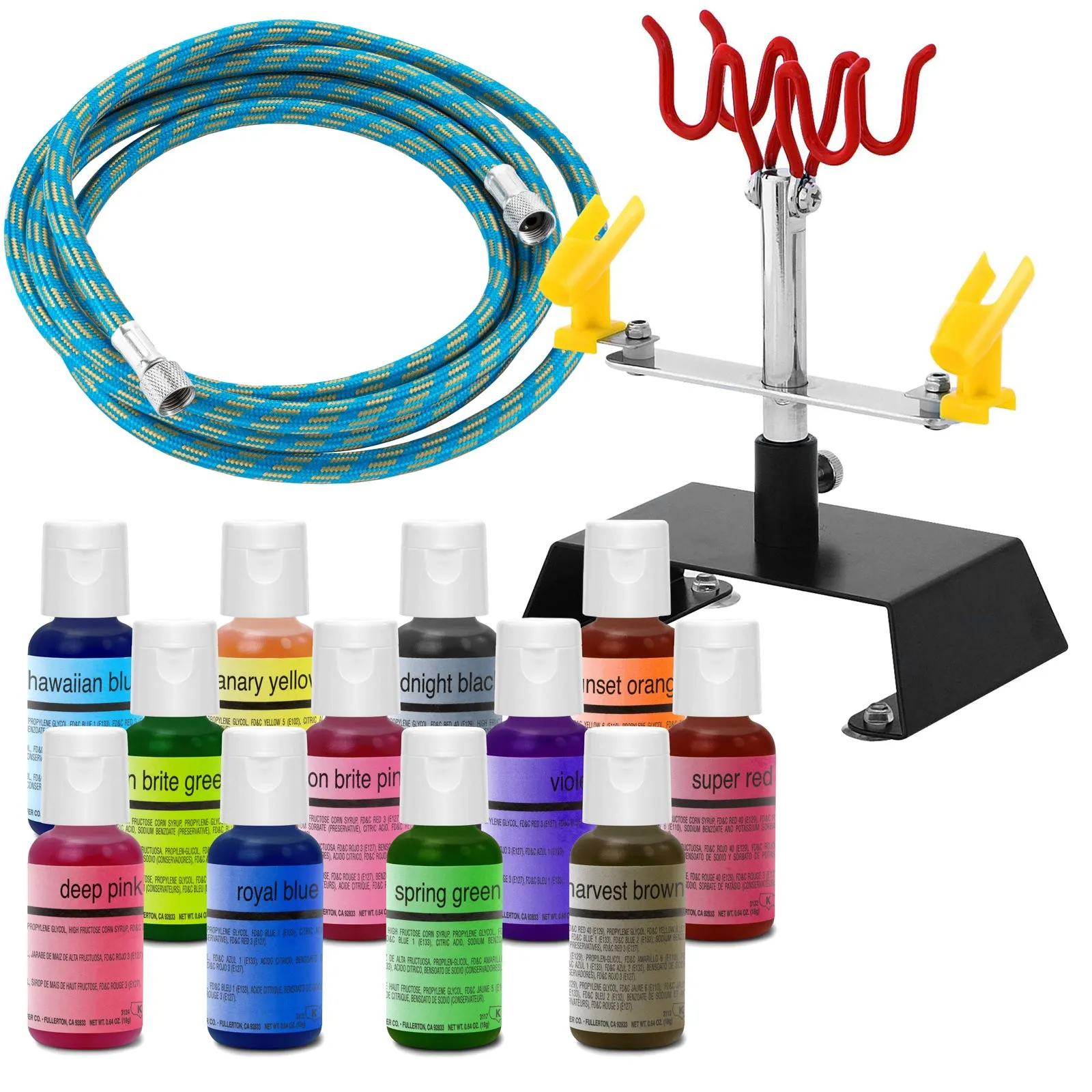 Cake Airbrush Decorating Kit - 3 Airbrushes, Compressor & Paint