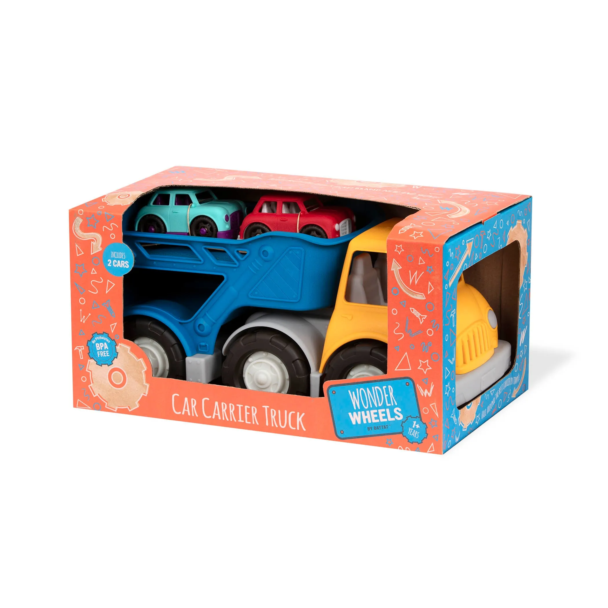 Car Carrier Toy Truck with 2 Toy Cars Set
