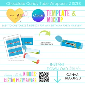 Chocolate Candy Tube Wrappers Template and Mockup