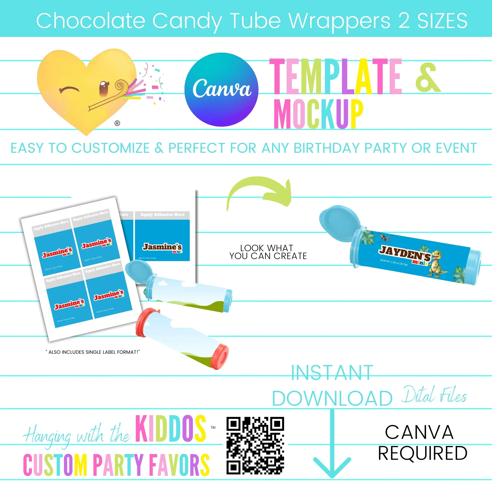 Chocolate Candy Tube Wrappers Template and Mockup