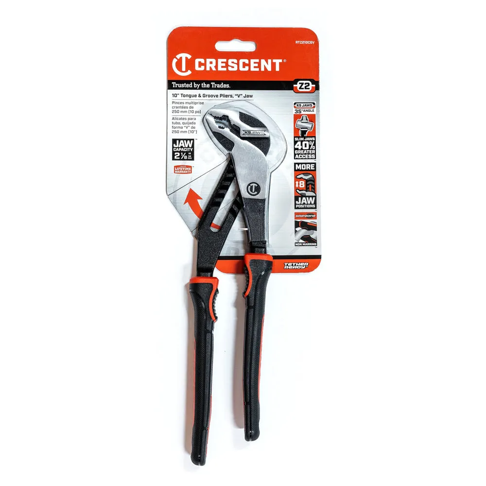 Crescent RTZ210CGV 10" Z2 K9™ V-Jaw Dual Material Tongue and Groove Pliers
