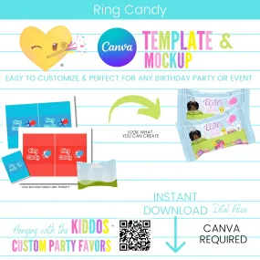 Custom Ring Candy Wrapper Template and Mockup