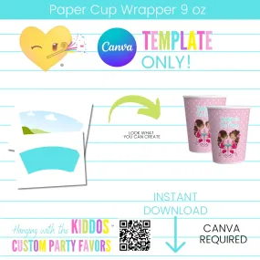 Customizable 9 oz Paper Cup Wrapper Template