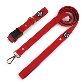 Dear Pet Classic Maroon Dog Collar & Leash Set