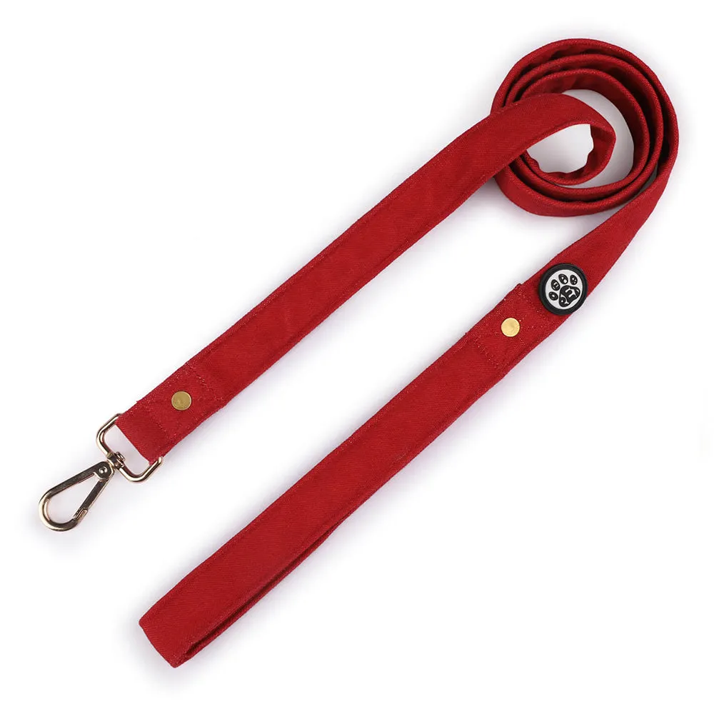 Dear Pet Classic Maroon Dog Collar & Leash Set