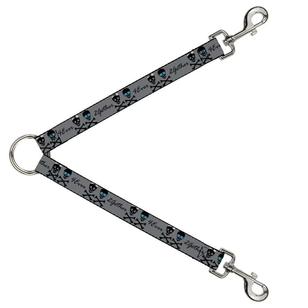 Dog Leash Splitter - 2gether 4ever Skulls
