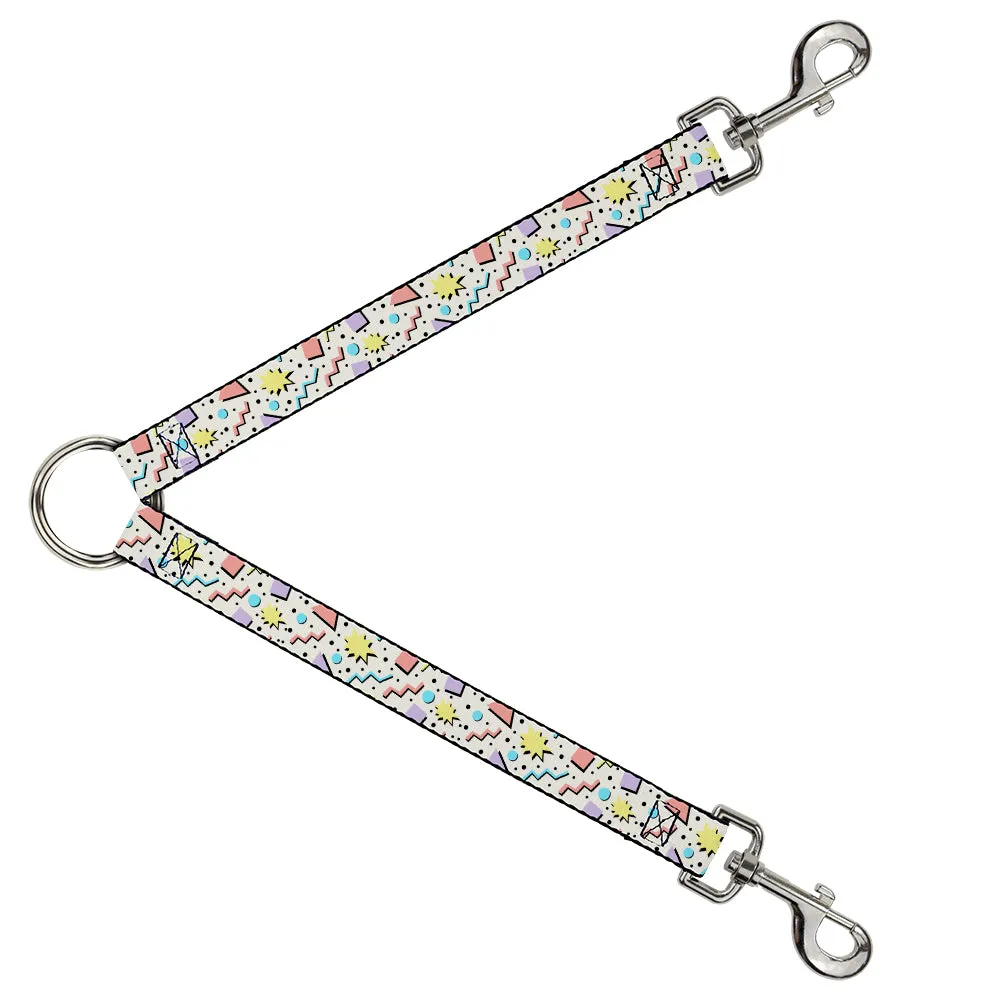 Dog Leash Splitter - 90s Nineties Grid Pattern Gray Multi Pastel