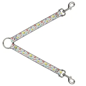Dog Leash Splitter - 90s Nineties Grid Pattern Gray Multi Pastel