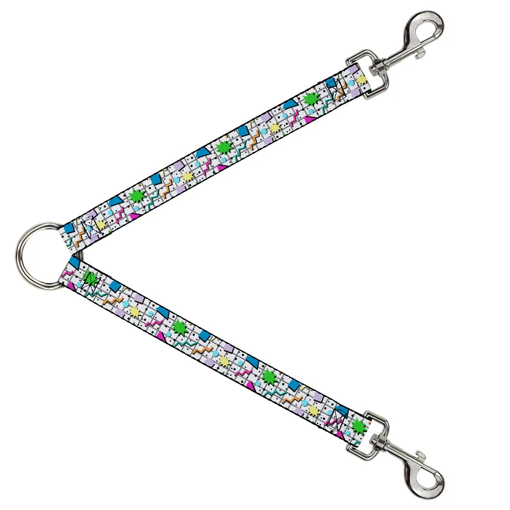 Dog Leash Splitter - 90s Nineties Grid Pattern Vibrant Gray Multi Color