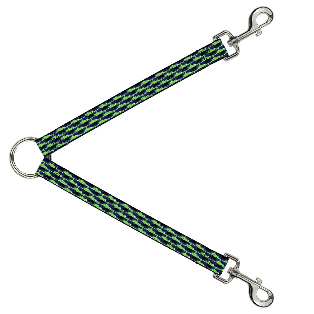 Dog Leash Splitter - Abstract Scribble Black/Blue/Neon Green
