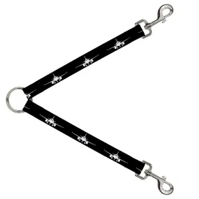 Dog Leash Splitter - Airplane Silhouette Black White