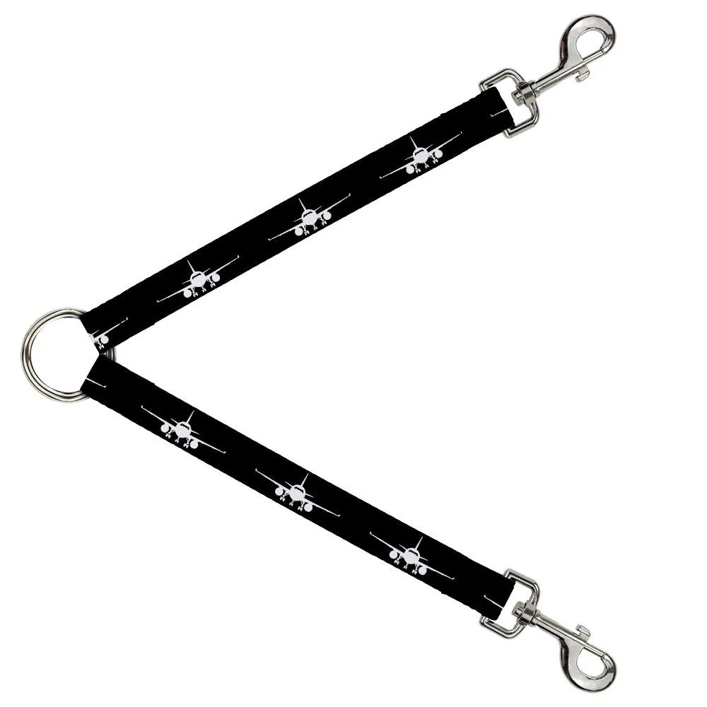 Dog Leash Splitter - Airplane Silhouette Black White