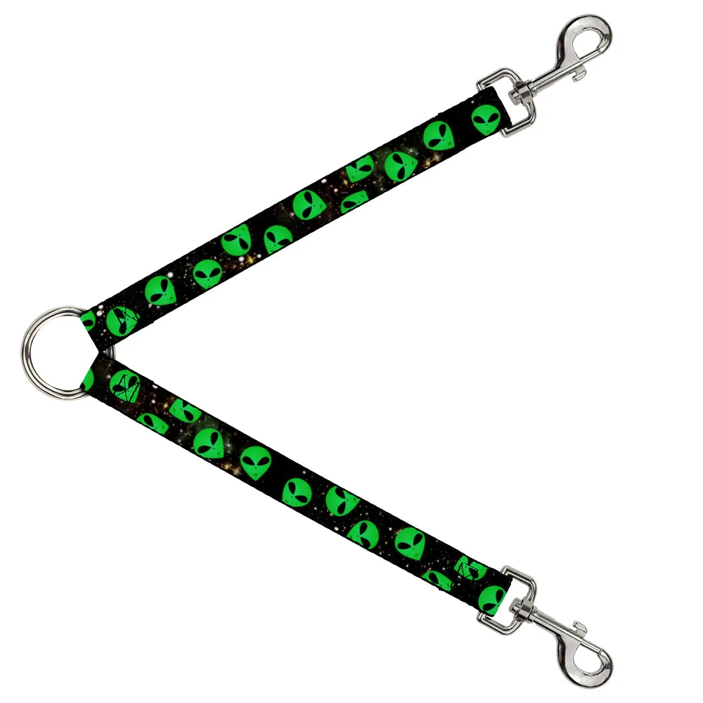 Dog Leash Splitter - Aliens Head Scattered Galaxy2/Green/Black