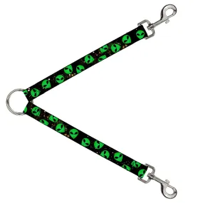 Dog Leash Splitter - Aliens Head Scattered Galaxy2/Green/Black