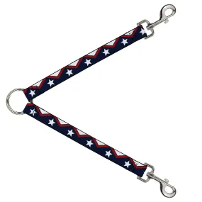 Dog Leash Splitter - American Chevron & Stripes White/Red/Blue