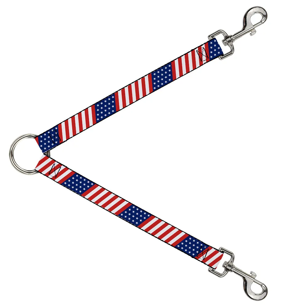 Dog Leash Splitter - American Flag Diagonal