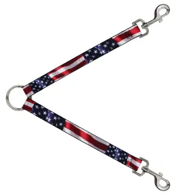 Dog Leash Splitter - American Flag Vivid CLOSE-UP