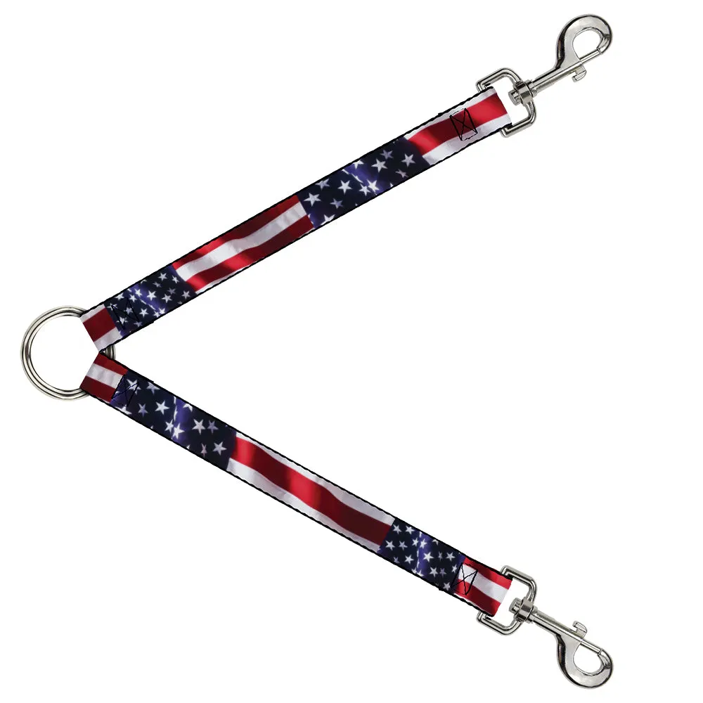Dog Leash Splitter - American Flag Vivid CLOSE-UP