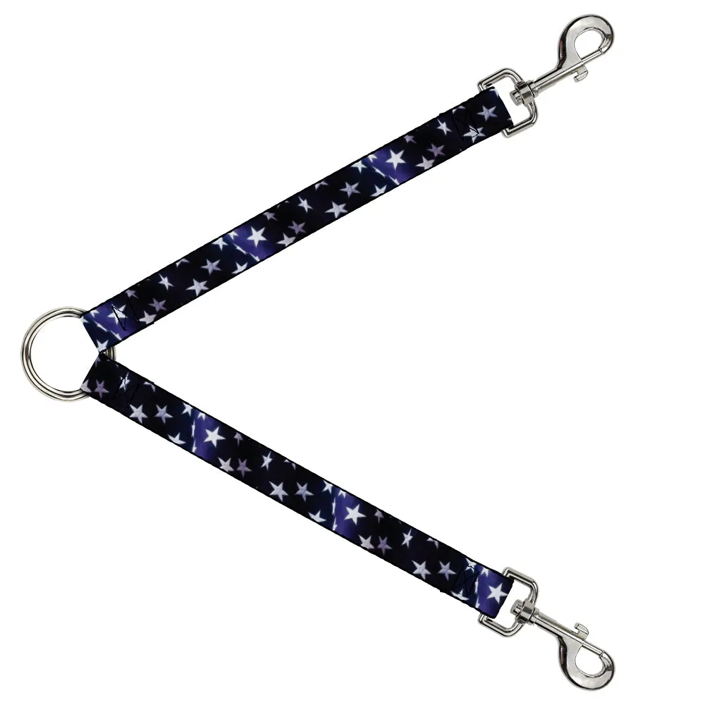Dog Leash Splitter - American Flag Vivid Stars Blue/White