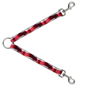Dog Leash Splitter - American Flag Vivid Stripes C/U Red/White Dog Leash Splitter - American Flag Vivid Stripes C/U Red/White