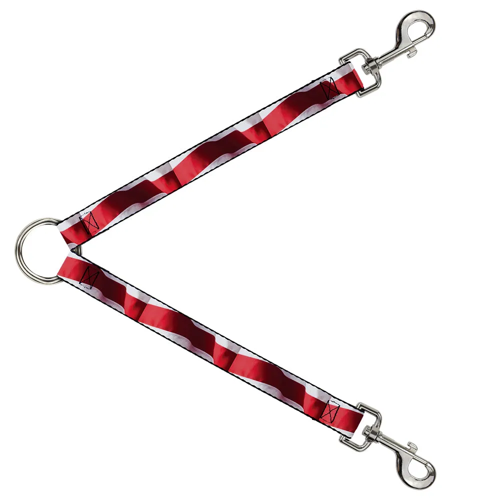 Dog Leash Splitter - American Flag Vivid Stripes C/U Red/White