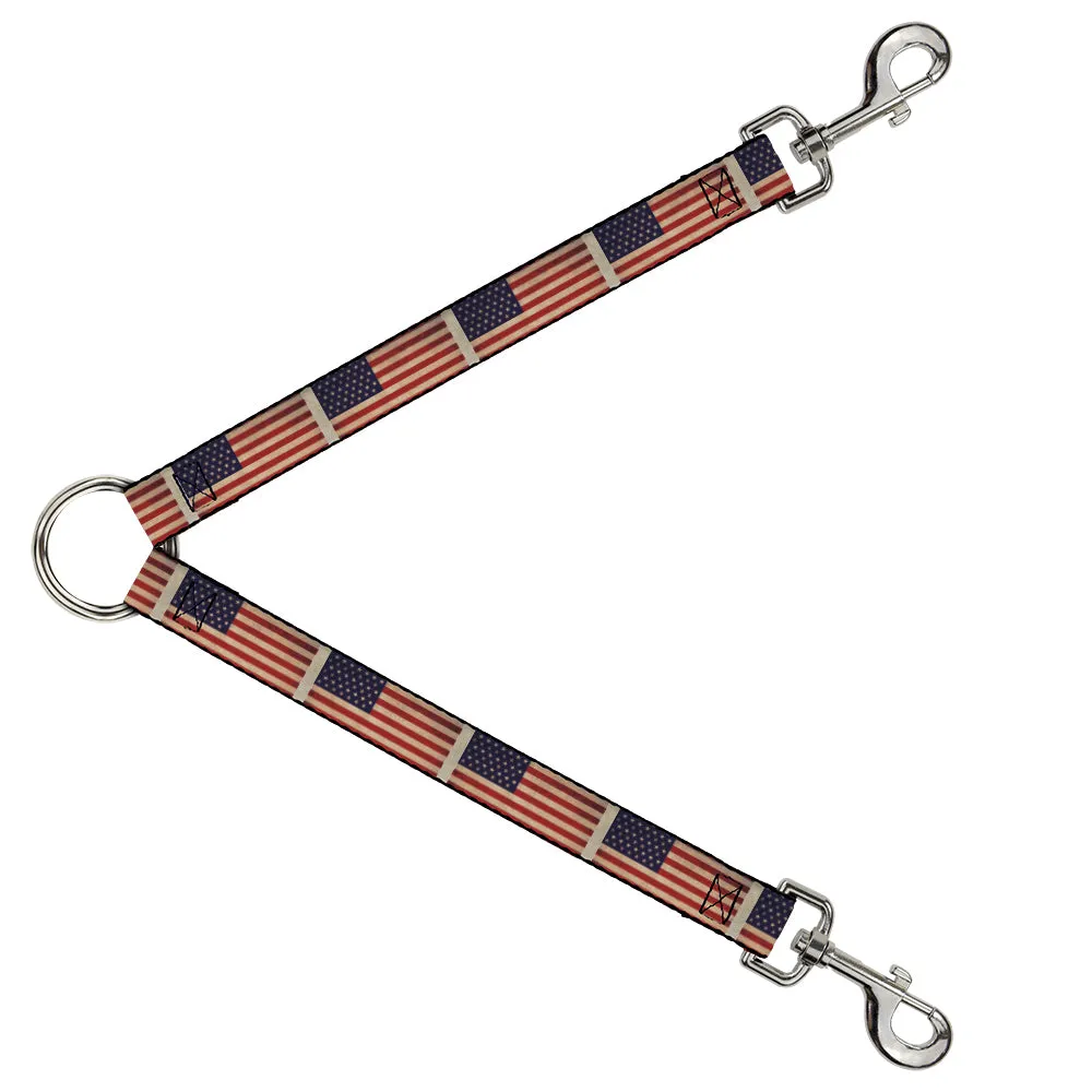 Dog Leash Splitter - American Flag Weathered Color Repeat