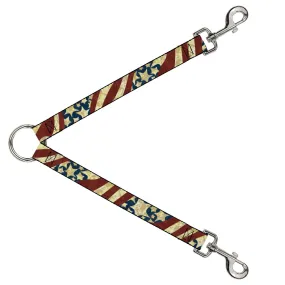 Dog Leash Splitter - Americana Diagonal Vintage Stars & Stripes2