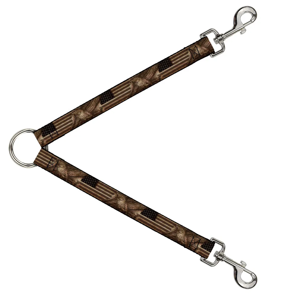 Dog Leash Splitter - Americana Eagle & Flag Rustic Wood Grain