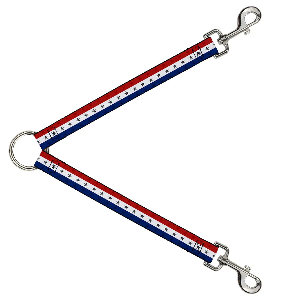Dog Leash Splitter - Americana Star Stripes Red/White/Blue