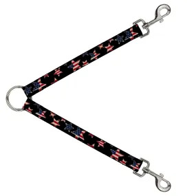 Dog Leash Splitter - Americana Stars & Flags Black/Red/White/Blue