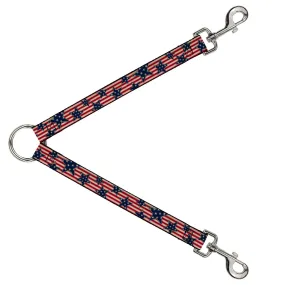 Dog Leash Splitter - Americana Stars & Stripes Red/White/Blue/White