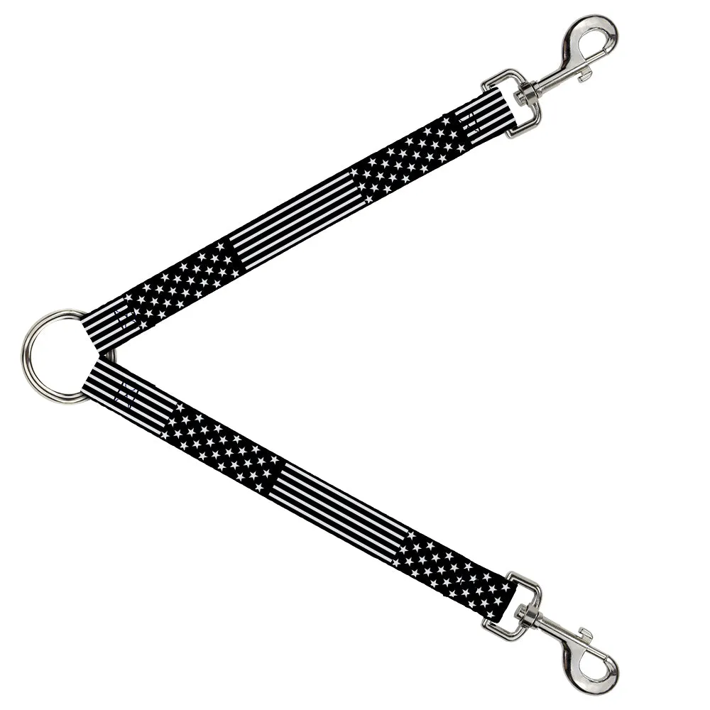 Dog Leash Splitter - Americana Stars & Stripes2 Black/White
