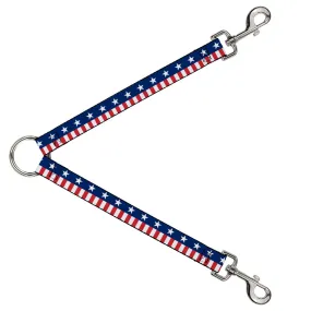 Dog Leash Splitter - Americana Stars & Stripes2 Blue/White/Red/White