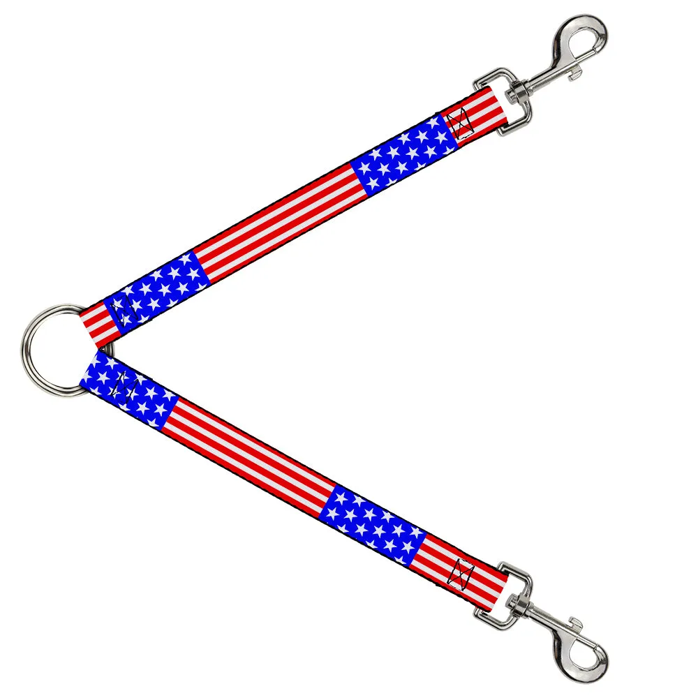 Dog Leash Splitter - Americana Stars & Stripes2 Red/White/Blue
