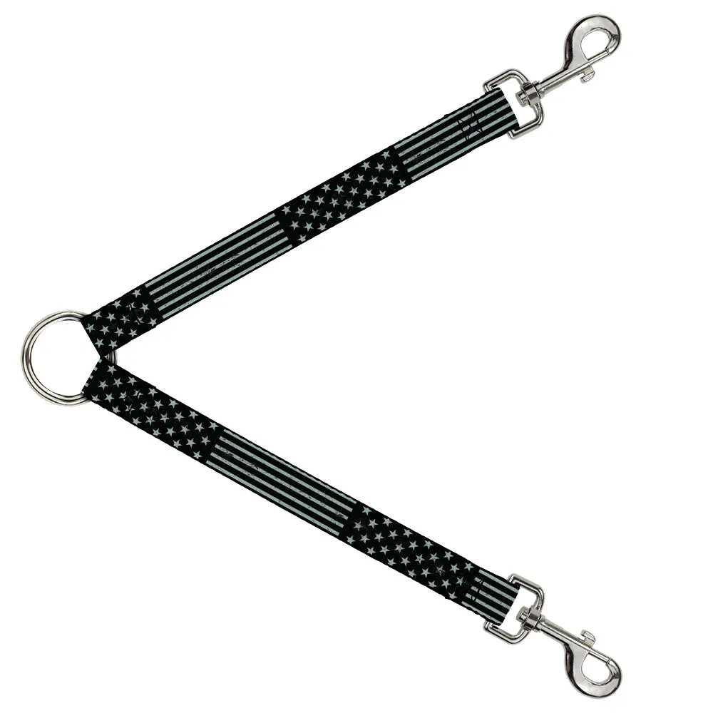 Dog Leash Splitter - Americana Stars & Stripes2 Weathered Black/Gray