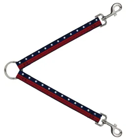 Dog Leash Splitter - Americana Stars & Stripes4 Blue/White/Red