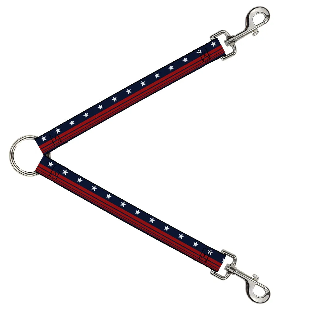 Dog Leash Splitter - Americana Stars & Stripes4 Blue/White/Red