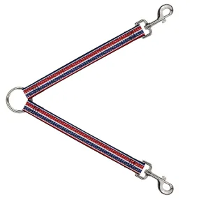 Dog Leash Splitter - Americana Stripe w/Mini Stars Blue/Red/White
