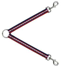 Dog Leash Splitter - Americana Stripe w/Stars Blue/Red/White