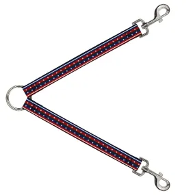 Dog Leash Splitter - Americana Stripe w/Stars2 Blue/Red/White
