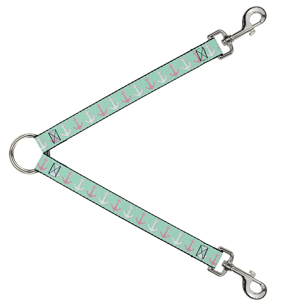 Dog Leash Splitter - Anchor2 C/U Green/Pink/White